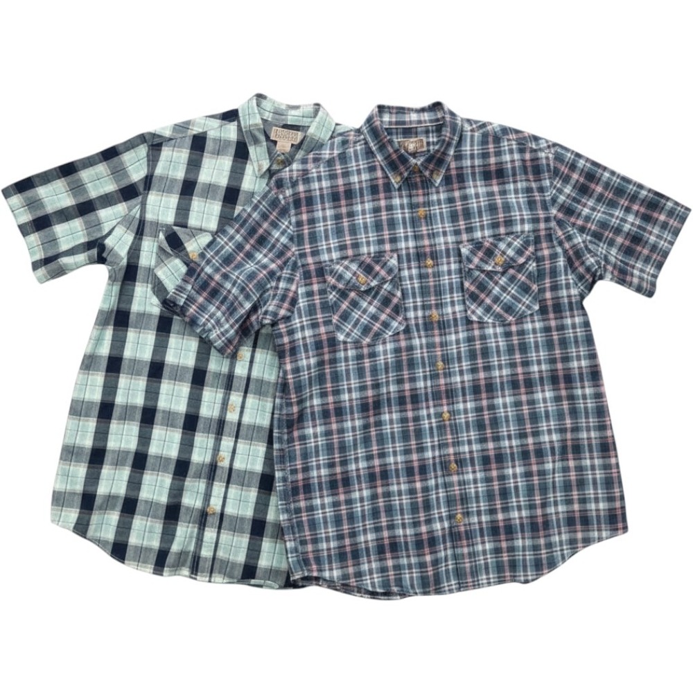 Duluth Trading Co Mens Large Tall Plaid Short Sleeve Button Down Shirt Lot of 2